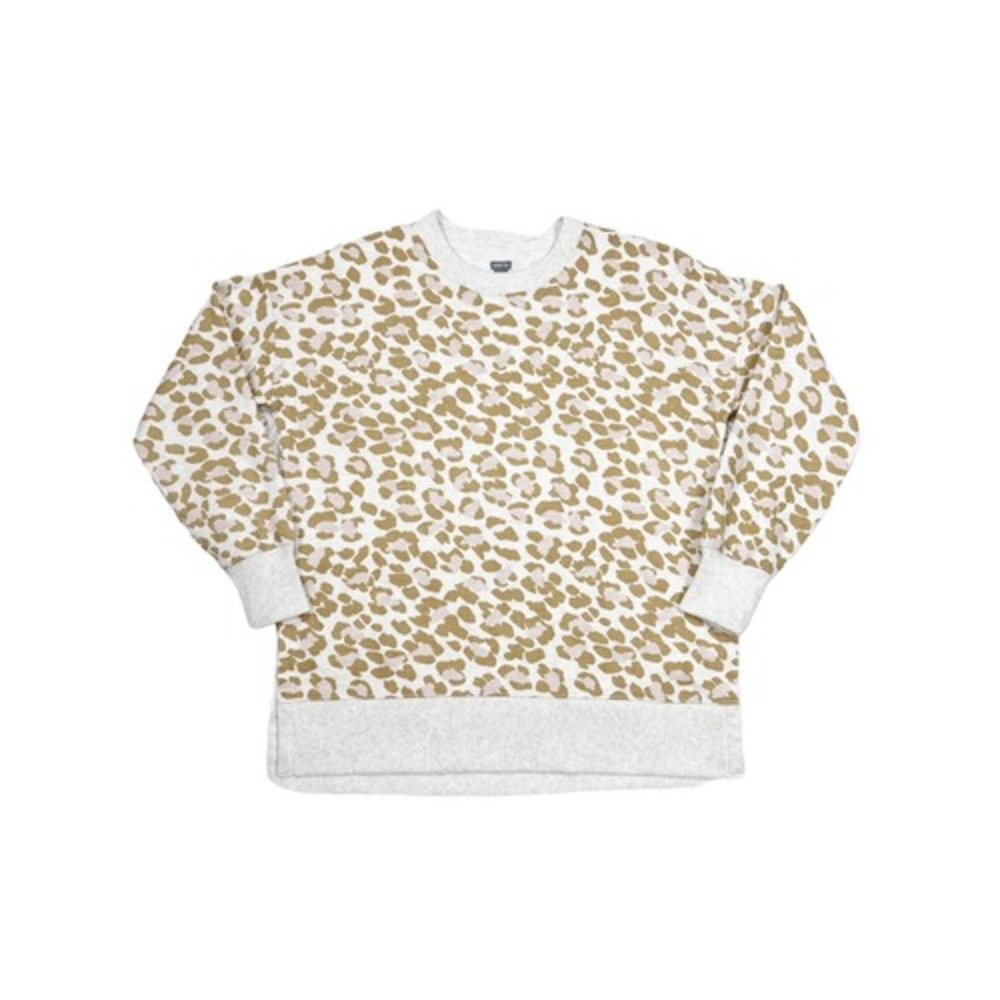 Aerie Light Tan Leopard Print Crewneck Oversized Sweater Sweatshirt Size XS